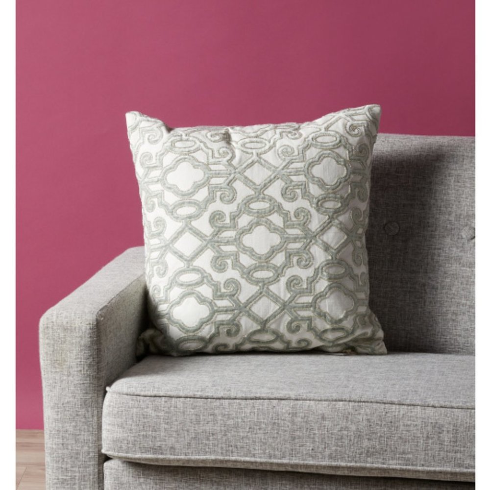 Callisto Home Embroidered Velvet Gold Beaded Accents Decorative Pillow